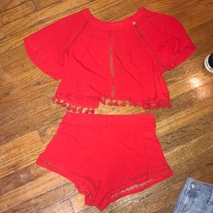 Two-piece red set
